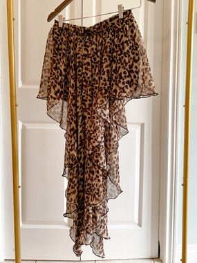 Y2K Cheetah Print Print High-Low Ruffle Vintage Skort